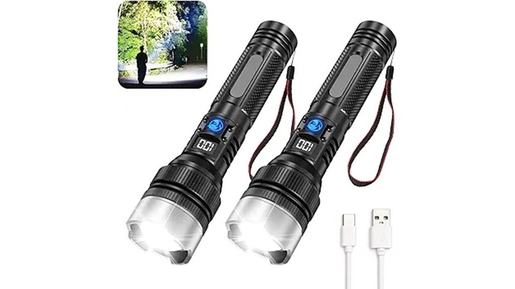 high lumen rechargeable flashlight set